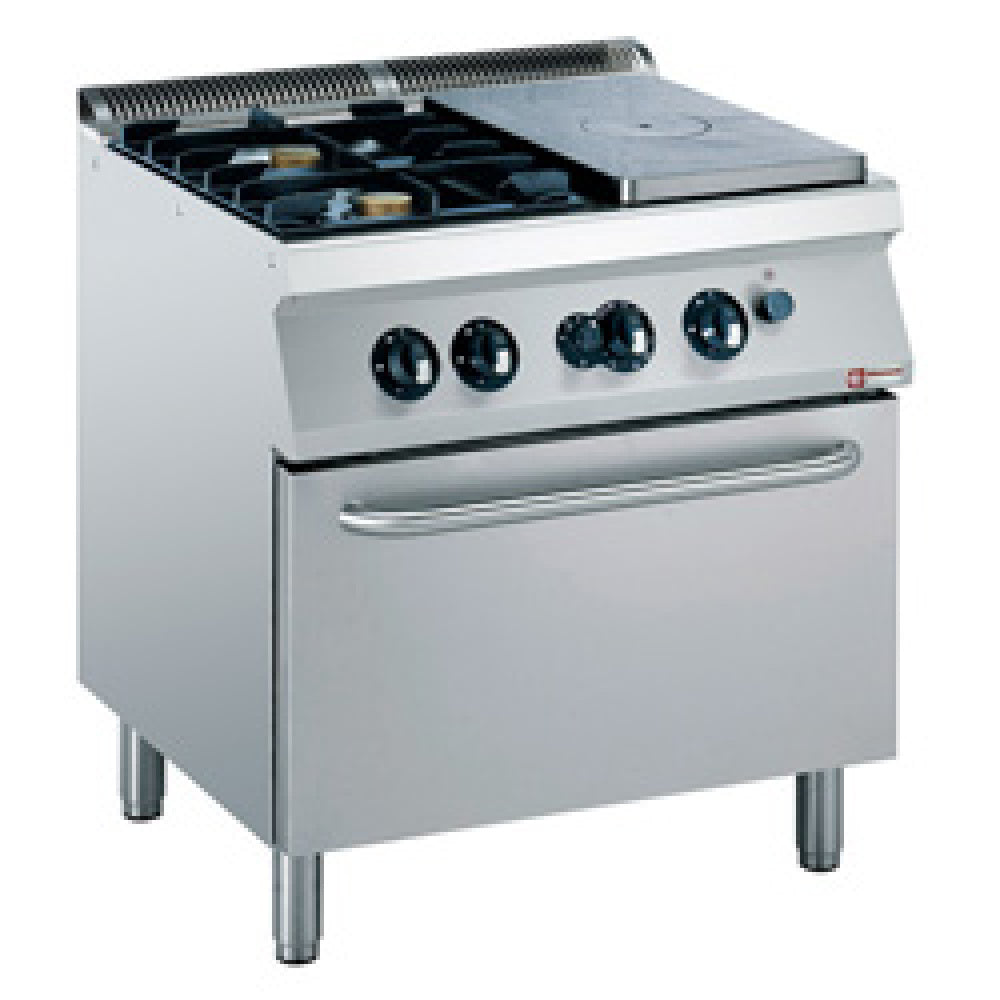 Diamond Stove 2 fires 5,5 kW + 1/2 firebreak plate + gas oven GN 2/1 "Medium 1700" - G17/T2BF8-N