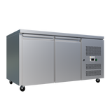 CUBO Preparation Workbench 282L - 2 Door Counter Fridge - Stainless Steel - 1360(W) x 700(D)mm - CS-GN2100TN