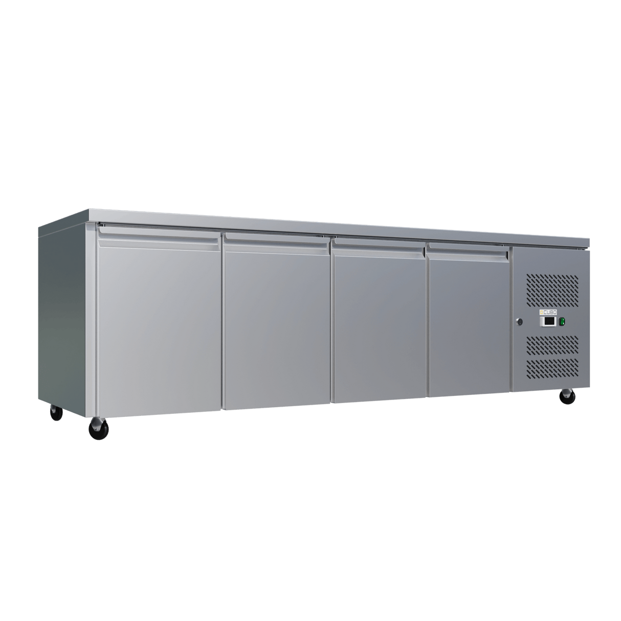 CUBO Vorbereitungswerkbank 553L - 4-türiger Thekenkühlschrank - Edelstahl - 2230(B) x 700(T)mm - CS-GN4100TN