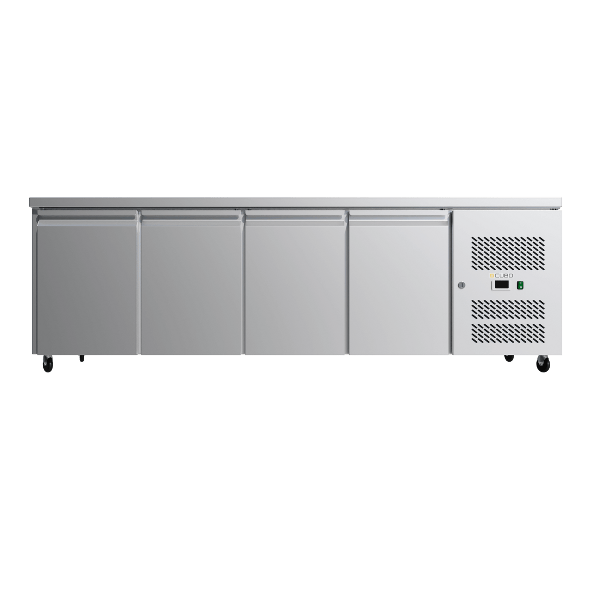 CUBO Vorbereitungswerkbank 553L - 4-türiger Thekenkühlschrank - Edelstahl - 2230(B) x 700(T)mm - CS-GN4100TN