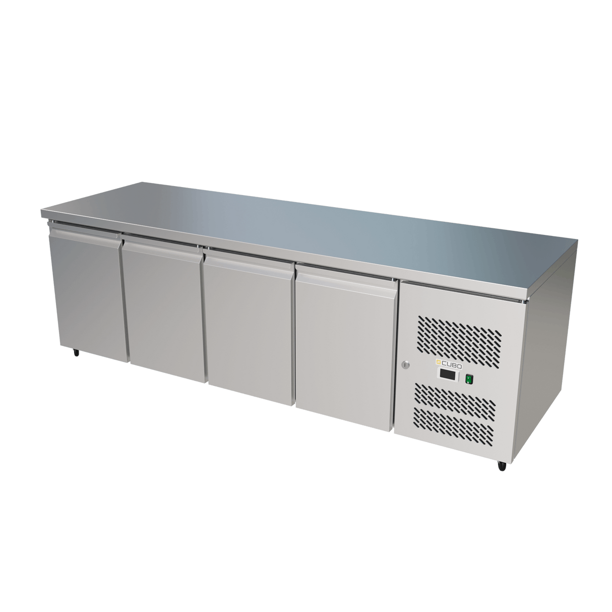 CUBO Vorbereitungswerkbank 553L - 4-türiger Thekenkühlschrank - Edelstahl - 2230(B) x 700(T)mm - CS-GN4100TN