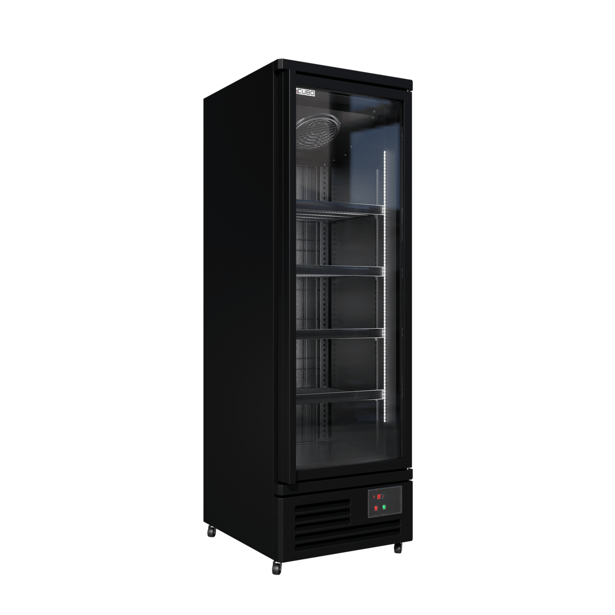 Cubo Gefrierschrank, 400 l, Schwarzer Innenraum mit LED-Beleuchtung, 1 Tür mit 5 Einlegeböden, Energieeffizient, CS-SU6B