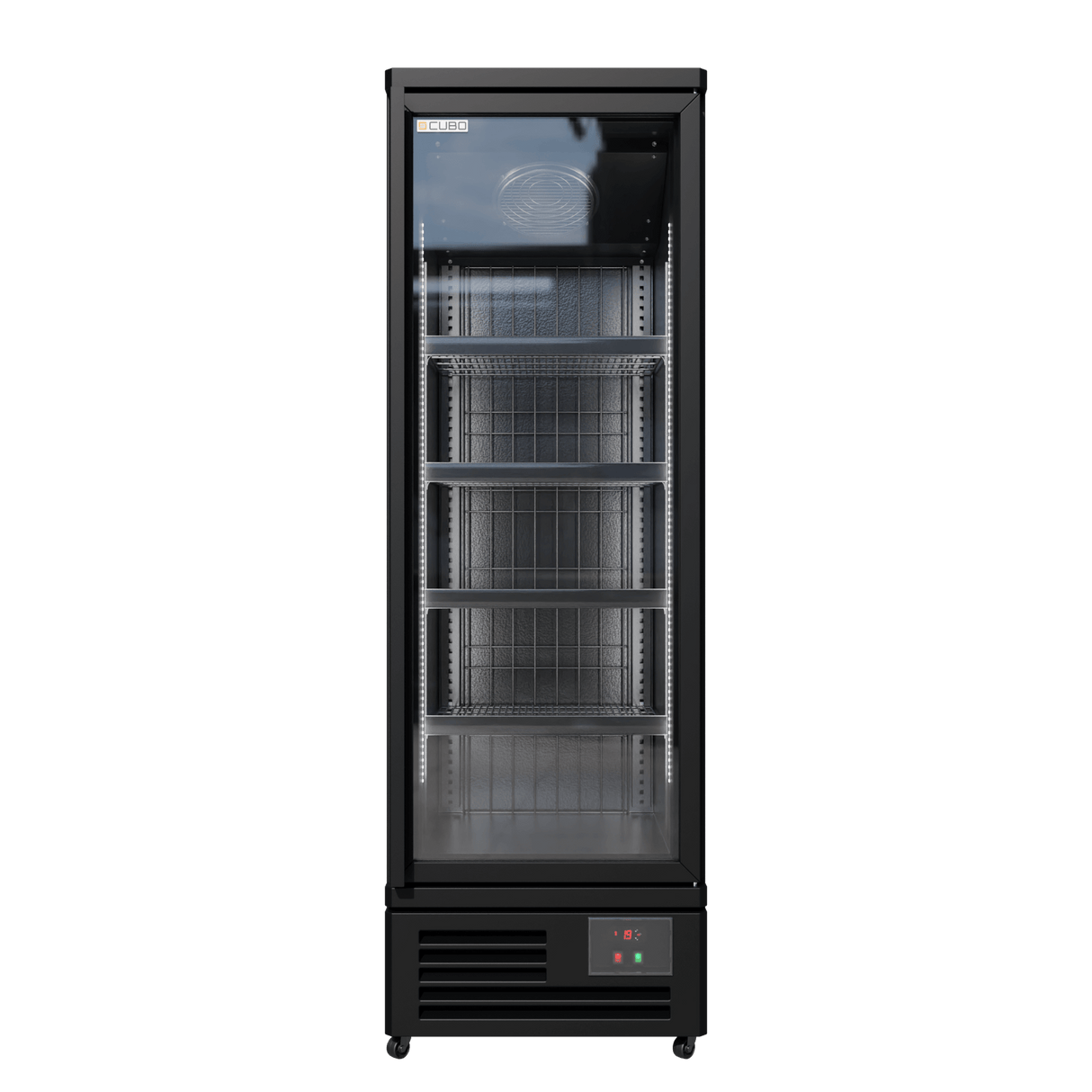 Cubo Gefrierschrank, 400 l, Schwarzer Innenraum mit LED-Beleuchtung, 1 Tür mit 5 Einlegeböden, Energieeffizient, CS-SU6B