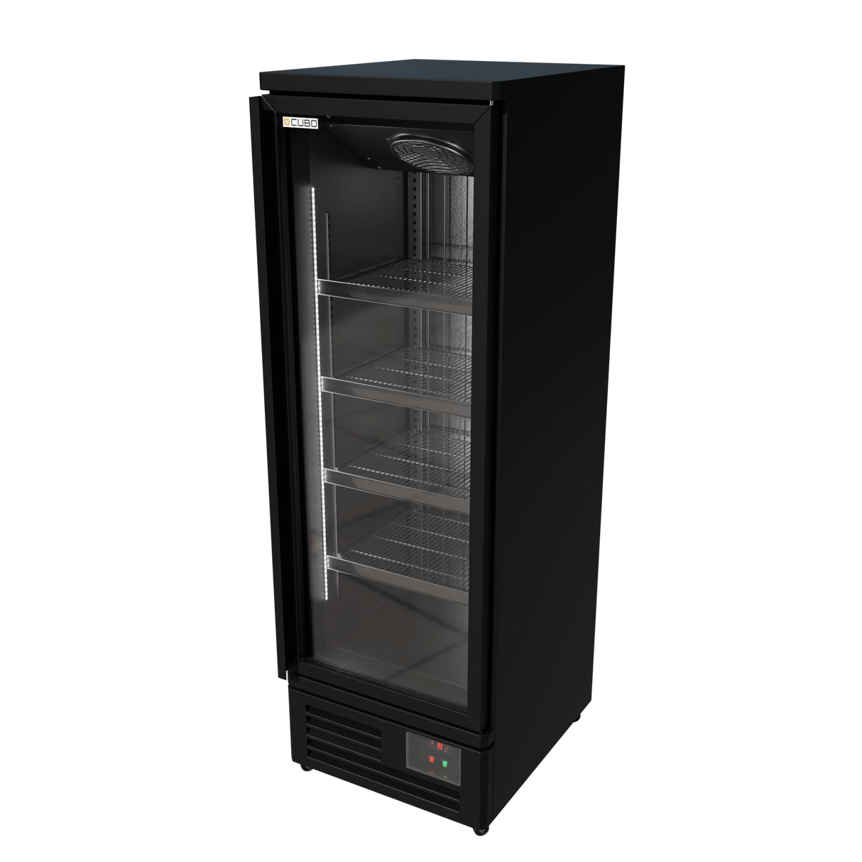 Cubo Gefrierschrank, 400 l, Schwarzer Innenraum mit LED-Beleuchtung, 1 Tür mit 5 Einlegeböden, Energieeffizient, CS-SU6B