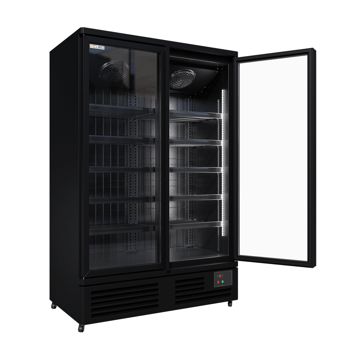 Cubo Gefrierschrank, 810 l, Schwarzer Innenraum mit LED-Beleuchtung, 2 Türen mit 10 Einlegeböden, Energieeffizient, CS-SU13B