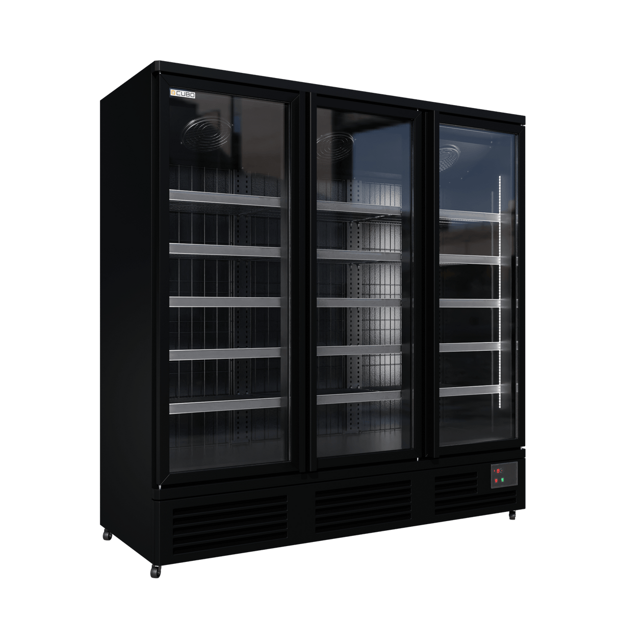 Cubo Upright Display Freezer 1220L - Black Interior with LED lighting - 3 Door with 15 Shelves - Energy Efficient - CS-SU19B
