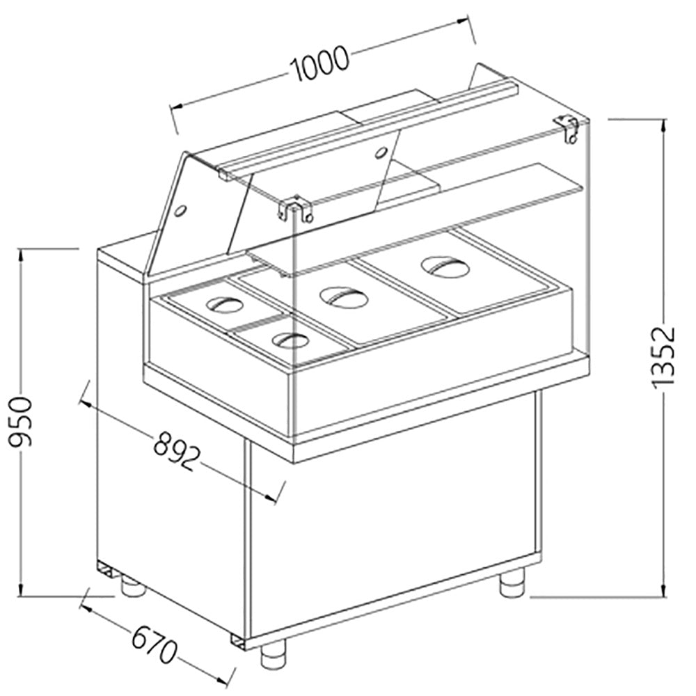 Diamond Display counter EN & GN, high window, static, without storage space - MA10X