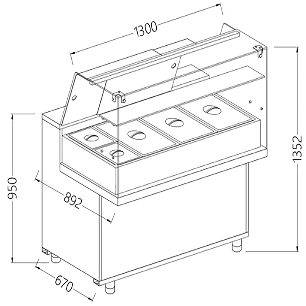 Diamond Display counter EN & GN, high window, static, without storage space - MA13X