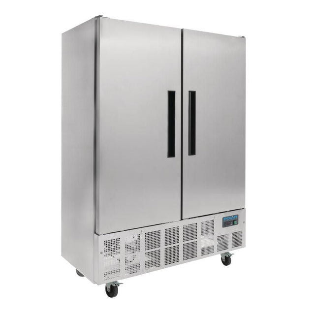 Polar Double Door Slimline Fridge Stainless Steel 960Ltr - GD879 Refrigeration Uprights - Double Door Polar