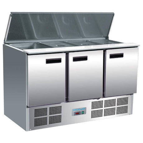 Polar Refrigerated Saladette Counter 368Ltr - G607 Pizza Prep Counters - 3 Door Polar