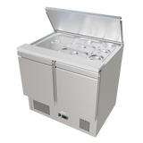 CUBO Saladette mit Deckel 240L - Kühlwerkbank mit 2 Türen - Edelstahl - Inklusive GN-Behälter - 900(B) x 700(T)mm - CS-S900