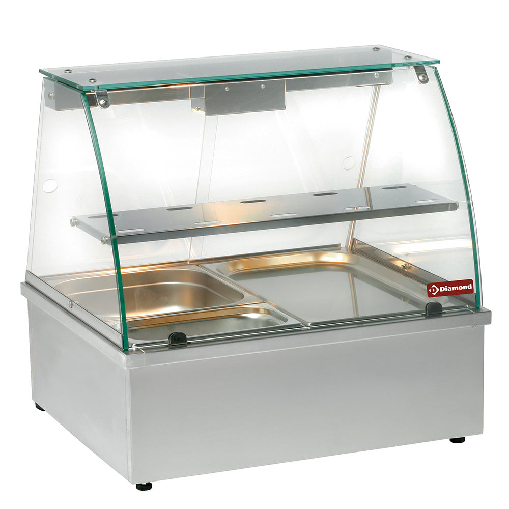 Diamond Hot vitrine, bain-marie 2x GN 1/1, panoramisch - VBE-211