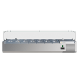 Cubo Kühlthekenvitrine / Zubereitungsplatte - Glasumrandung - GN1/4 x 7 GN-Behälter und Deckel - 1500 x 335 - CS-VRX1500/330