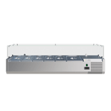 Cubo gekoelde toonbankvitrine / voorbereidingsplateau 5 x 1/3 en 1 x 1/2 GN - glazen omranding - 1500 x 395 - CS-VRX1500/380
