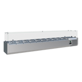 Cubo koelvitrine / bereidingsplateau - GN1/4 x 10 GN-bak met deksel - glazen omlijsting - 2000 x 330 - CS-VRX2000/330
