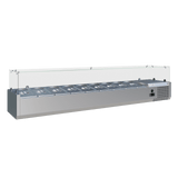 Cubo Refrigerated Counter Top Display Case / Preparation Top - GN1/4 x 10 GN pan and lid - Glass Surround - 2000 x 395 - CS-VRX2000/380