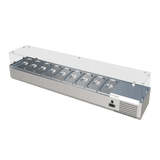 Cubo Refrigerated Counter Top Display Case / Preparation Top - GN1/4 x 10 GN pan and lid - Glass Surround - 2000 x 395 - CS-VRX2000/380