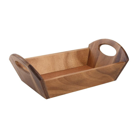 Acacia Wood Bread Basket with Handles - DL146 Table Presentation T&G Woodware