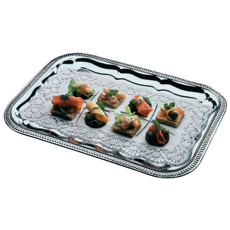 APS Semi-Disposable Party Tray 410 x 310mm Chrome - T751 Disposable Platters & Trays APS