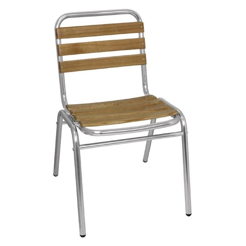 Bolero Aluminium and Ash Bistro Sidechair (Pack of 4) - GK997 Chairs Bolero