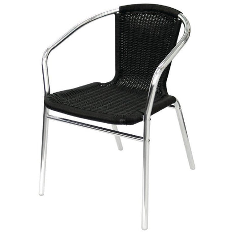 Bolero Aluminium and Wicker Chairs Black (Pack of 4) - U507 Chairs Bolero