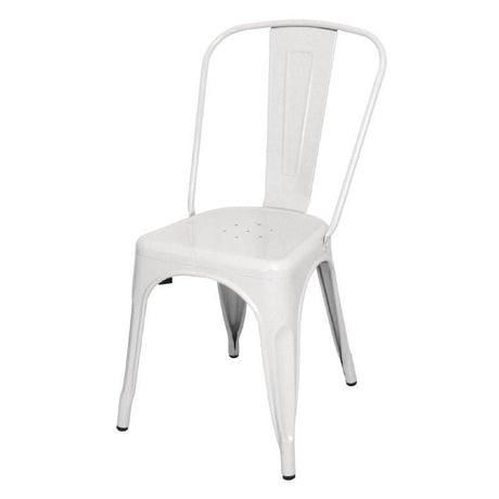 Bolero Bistro Side Chairs Steel White (Pack of 4) - GL332 Chairs Bolero