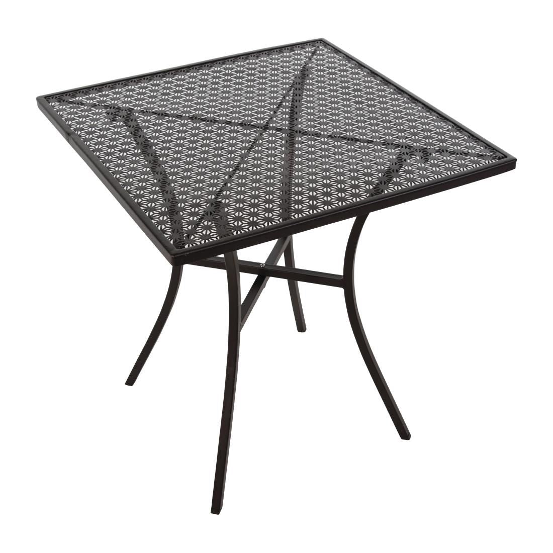 Bolero Black Steel Patterned Square Bistro Table 700mm - GG706 Dining Furniture Bolero