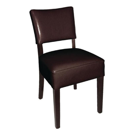 Bolero Chunky Faux Leather Chairs Dark Brown (Pack of 2) - GF957 Chairs Bolero