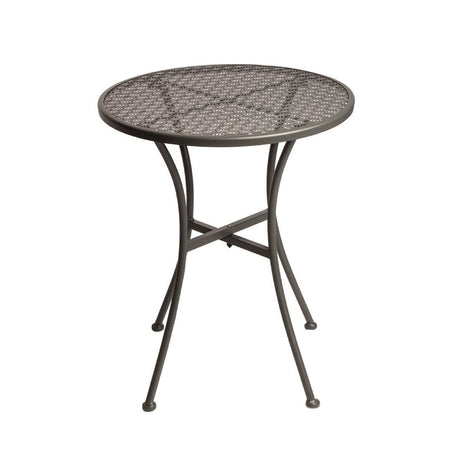 Bolero Grey Steel Patterned Round Bistro Table Grey 600mm - GG703 Dining Furniture Bolero