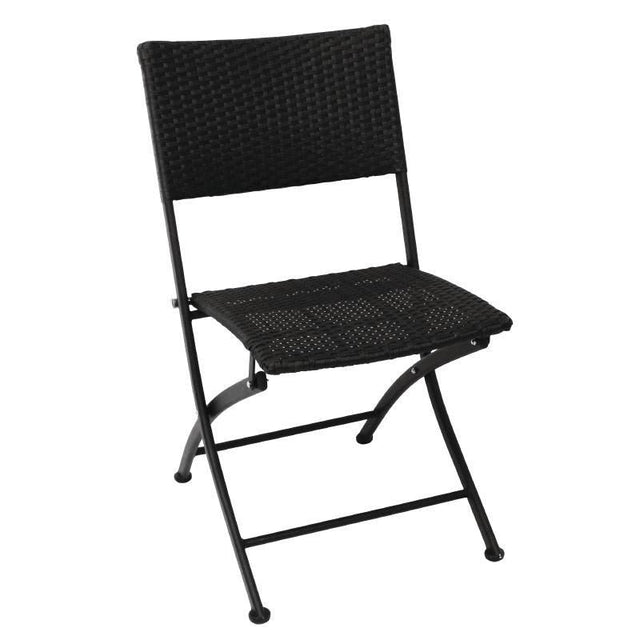 Bolero PE Wicker Folding Chairs (Pack of 2) - GL303 Chairs Bolero