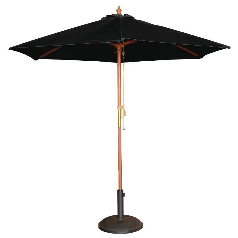 Bolero Round Parasol 3m Diameter Black - CB517 Parasols and Sunloungers Bolero