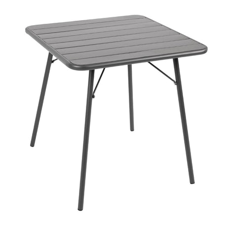 Bolero Square Slatted Steel Table Grey 700mm (Single) - CS730 Dining Furniture Bolero