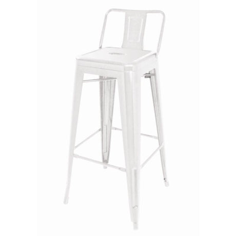 Bolero Steel Bistro High Stools with Back Rest White (Pack of 4) - DL890 Stools Bolero