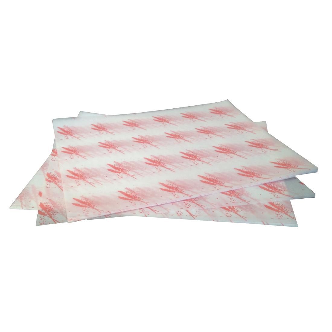 Burger Wrapping Paper Sheets Red 245 x 300mm (Pack of 1000) - GH036 Greaseproof Paper Non Branded