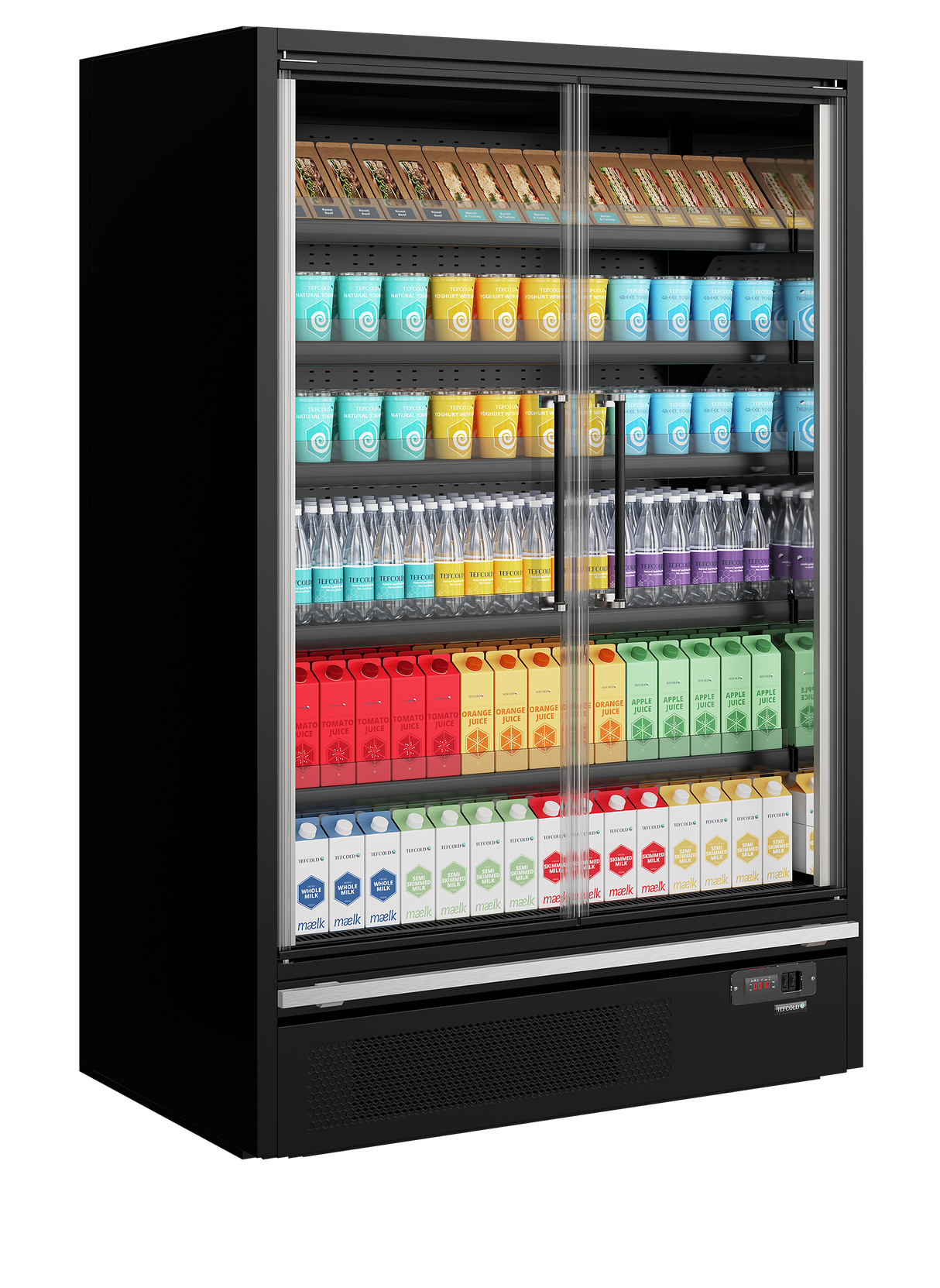 TEFCOLD Multideck cooler, supermarket - Galaxy+ GP14FGD Black