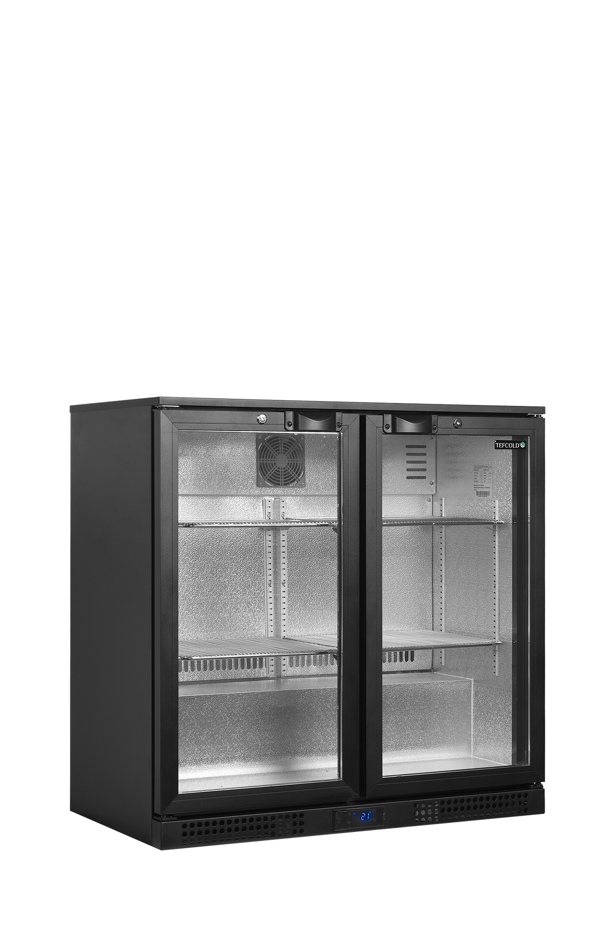 TEFCOLD Bar Fridge 2 Glass Doors Hinged - LED Lighting - BA20H