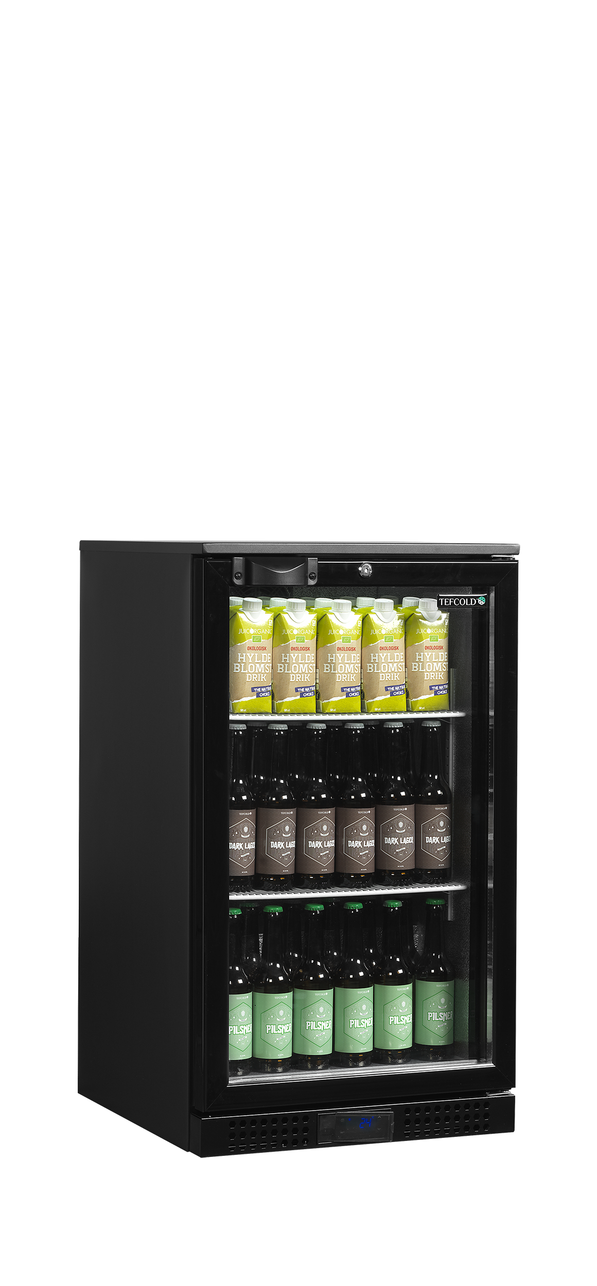 TEFCOLD Bar Fridge Single Glass Door - Black - Reversible Door - Bottles 330ml pcs 70 - DB105H