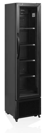 TEFCOLD Glass Display Fridge - Black - Narrow Width 435mm x Depth 500mm x Height 1833mm - FS176H