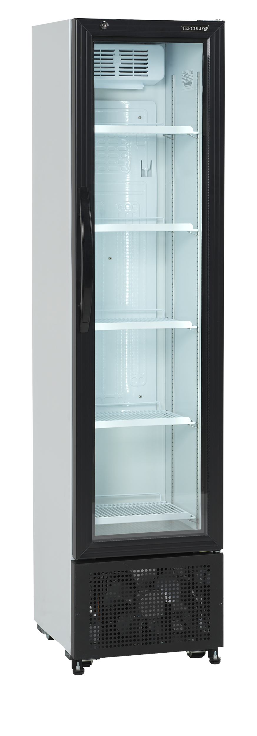 TEFCOLD Glazen koelkast - Wit - Smalle breedte 435 mm x diepte 500 mm x hoogte 1833 mm - FS176H