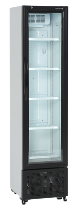 TEFCOLD Glazen koelkast - Wit - Smalle breedte 435 mm x diepte 500 mm x hoogte 1833 mm - FS176H