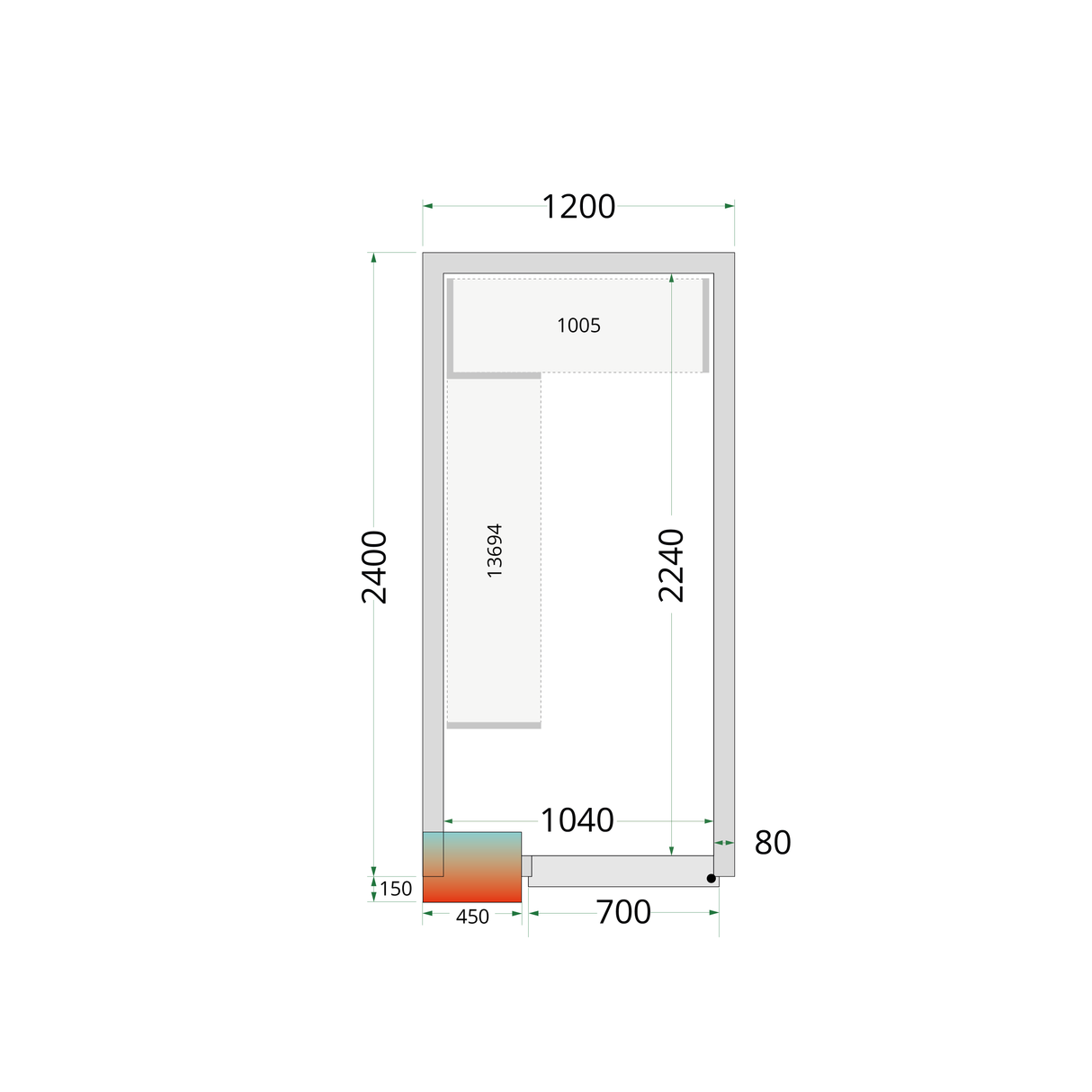 TEFCOLD Koelcelpanelen 80 mm - CR 120x240x220