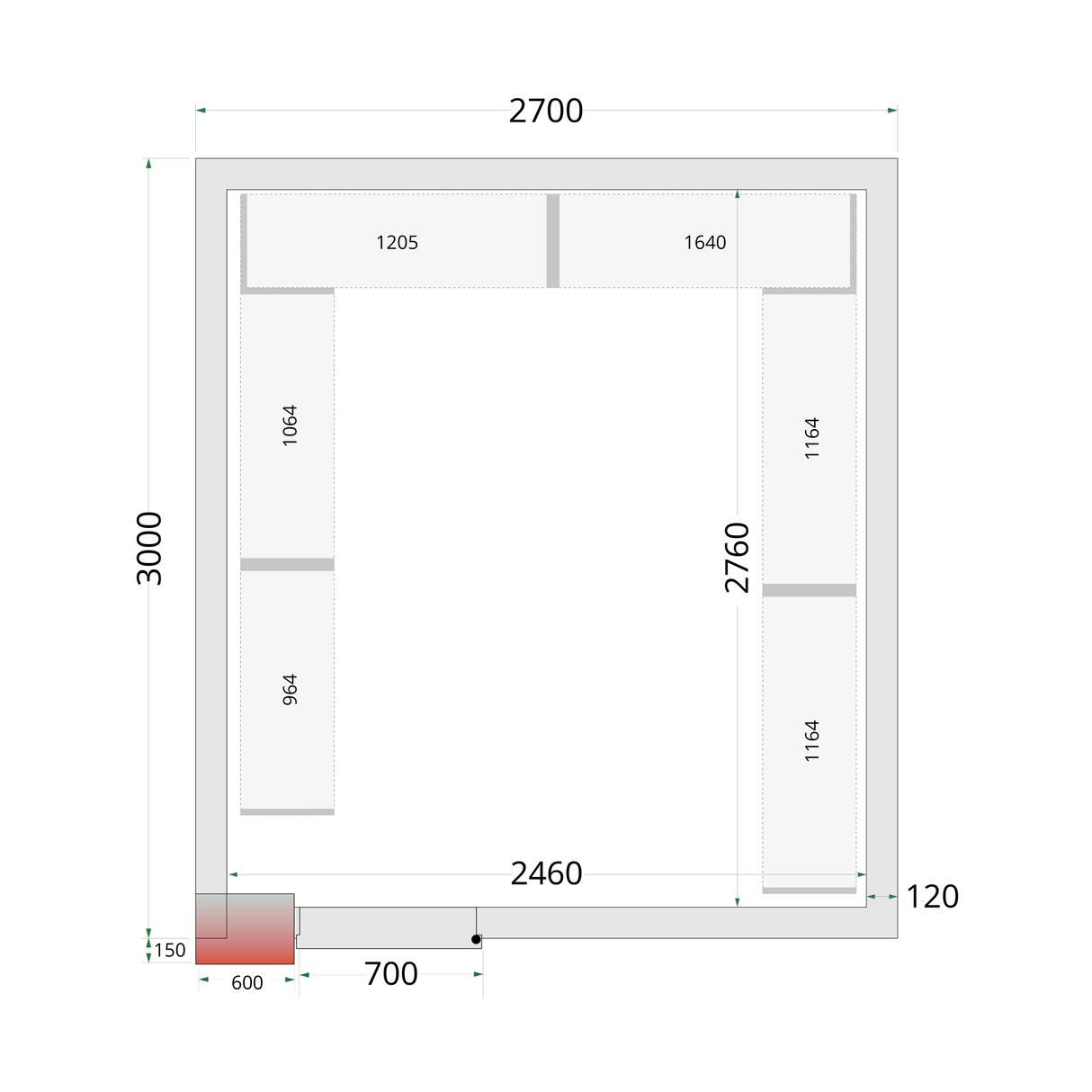 TEFCOLD Cold room panels 80 mm - CR 270x300x220