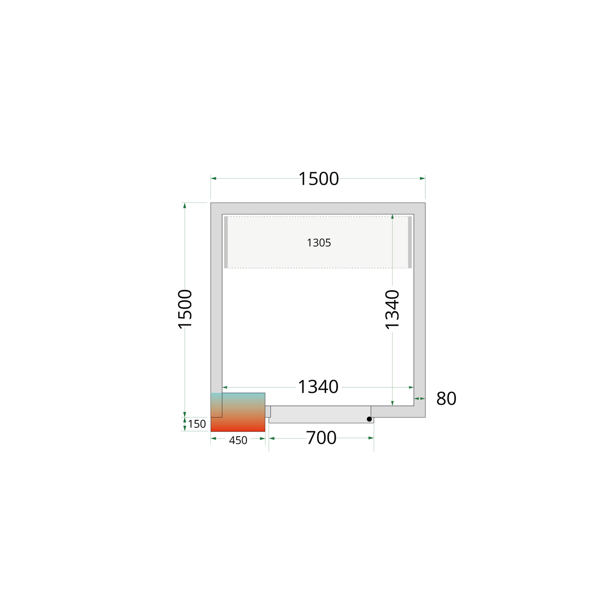 TEFCOLD Koelcelpanelen 80 mm - CR 150x150x220