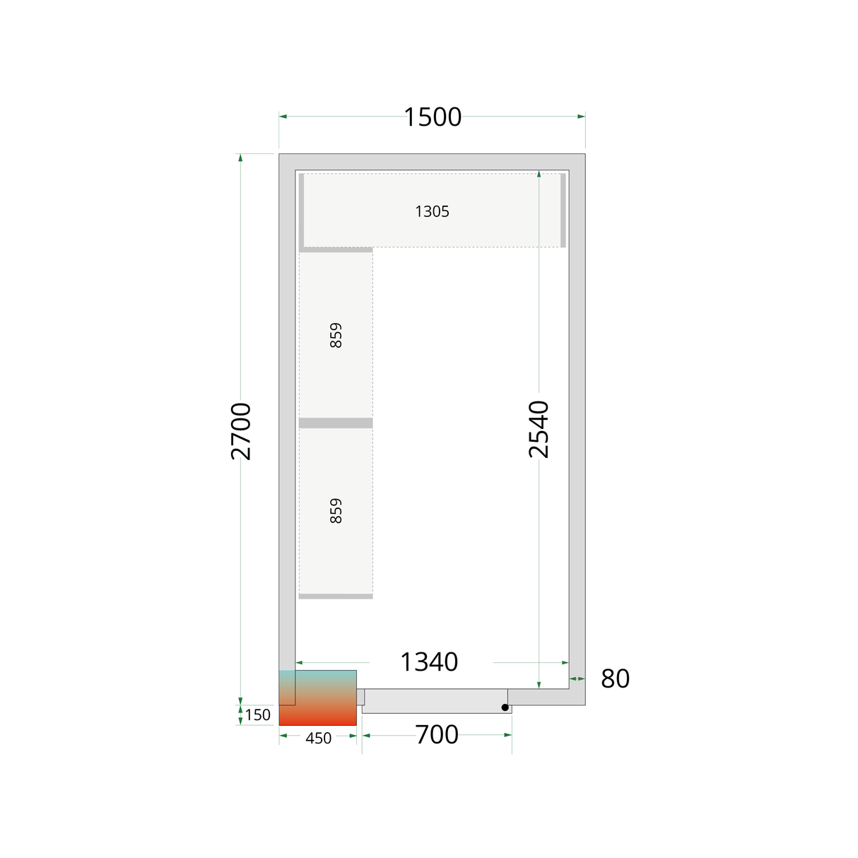 TEFCOLD Koelcelpanelen 80 mm - CR 150x270x220