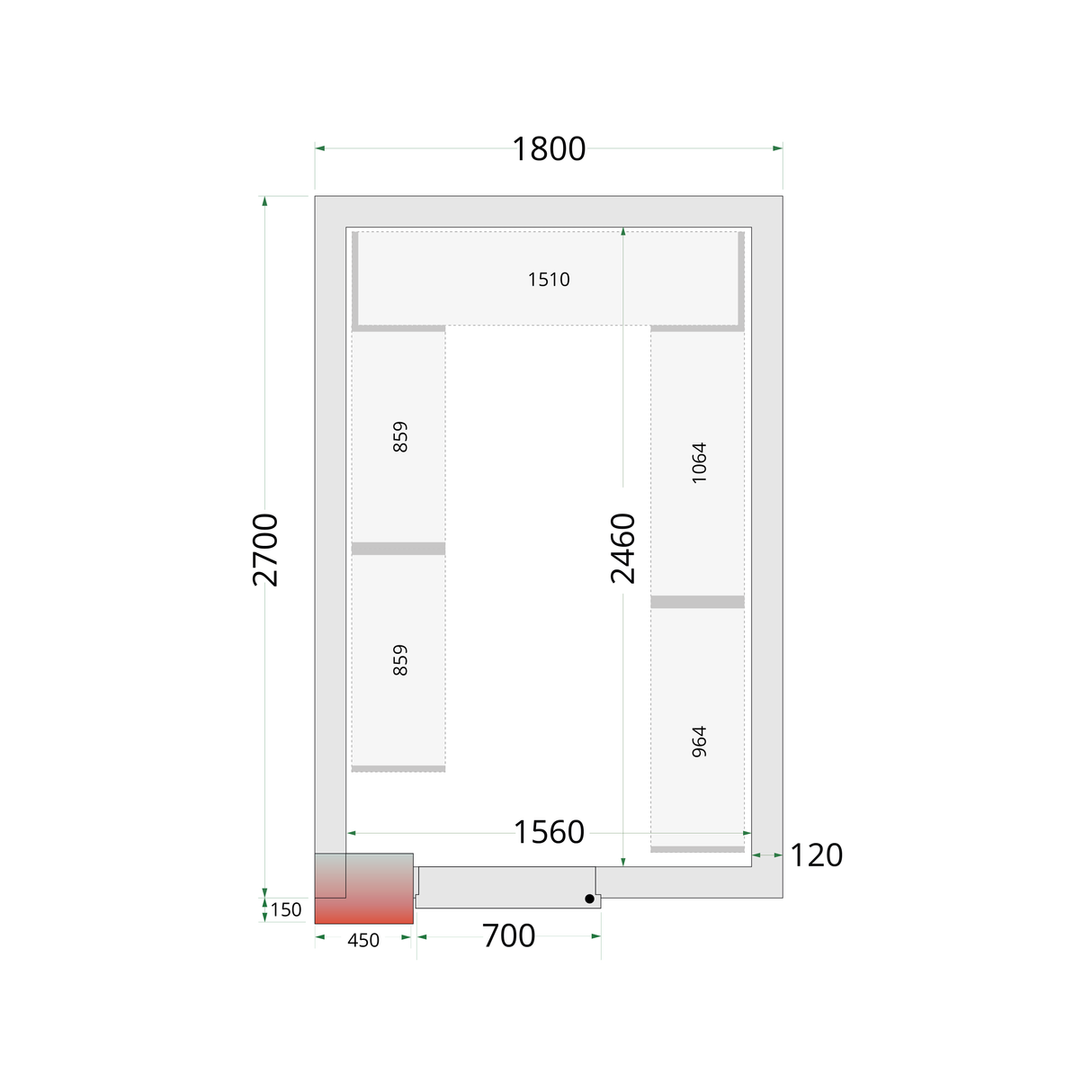 TEFCOLD Freezer panels 120 mm - CR 180x270x220