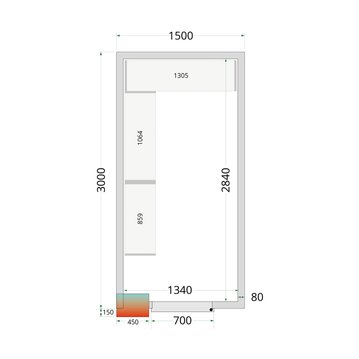 TEFCOLD Koelcelpanelen 80 mm - CR 150x300x220