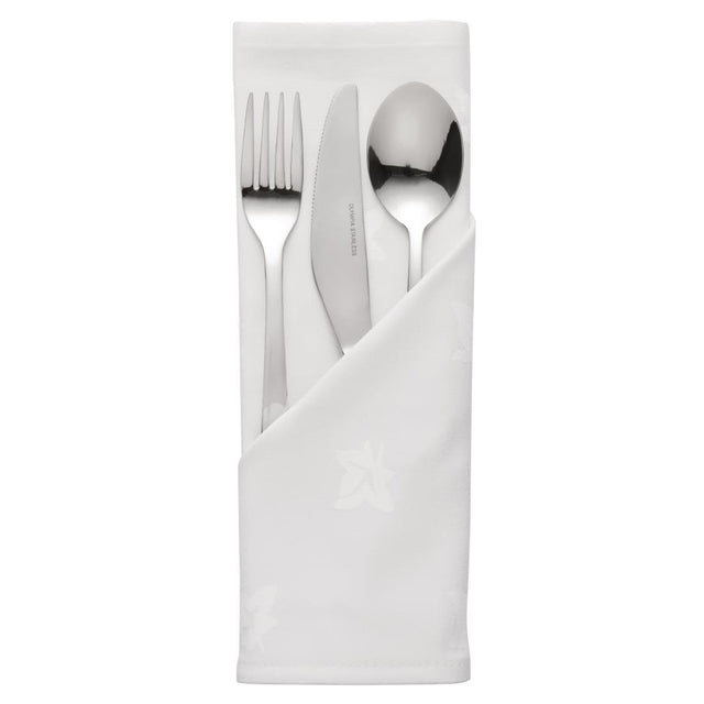 Mitre Luxury Luxor Cotton Napkins Ivy Leaf White 550 x 550mm (Pack of 10) - HB557  Mitre Luxury