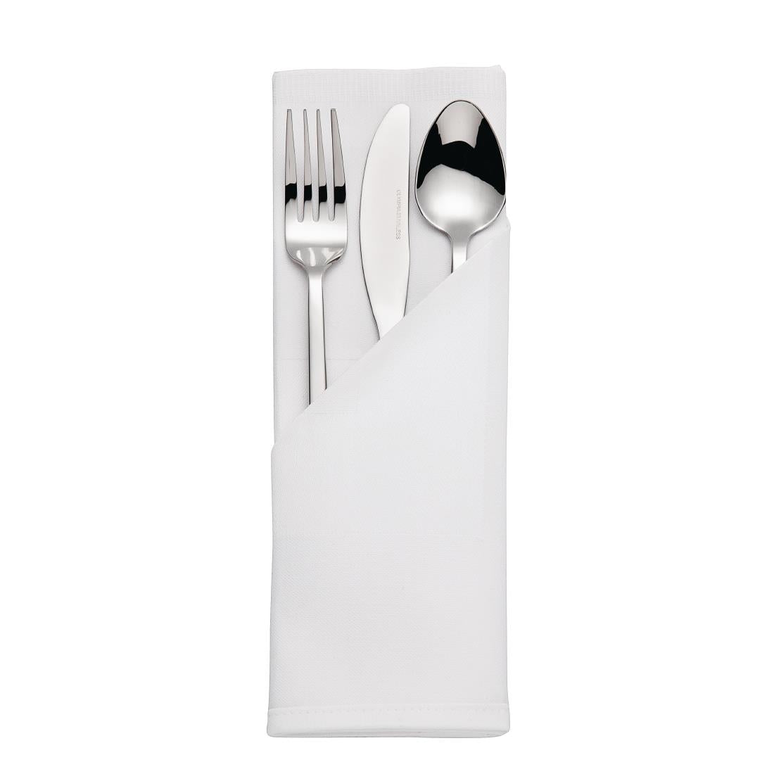 Mitre Luxury Satin Band Napkins Cotton White (Pack of 10) - HB559  Mitre Luxury