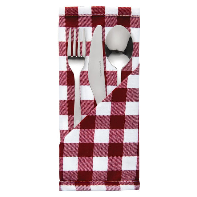 Gingham Polyester Napkins Red Check (Pack of 10) - HB580  Mitre Comfort