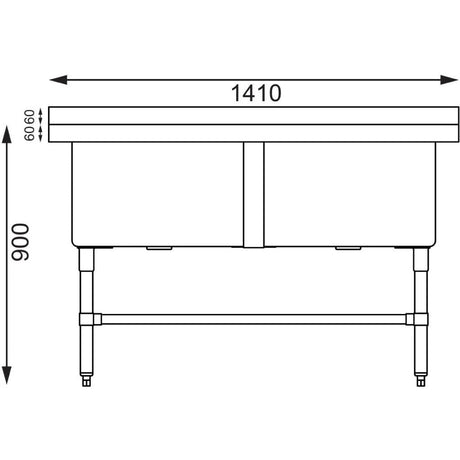 Vogue Double Deep Pot Wash Sink - CF406 Pot Wash Sinks Vogue